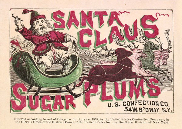 Amerykański Mikołaj w reklamie, rok 1868.