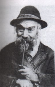 Mojżesz Aron Berger, leski szklarz, palący fajkę glinianą. Małopolska Galicja