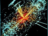 Symulacja komputerowa wyniku zderzenia cząstek do jakich dochodzi w Wielkim Zderzaczu Hadronów znajdującym się w Europejskim Ośrodku Badań Jądrowych CERN w pobliżu Genewy.
